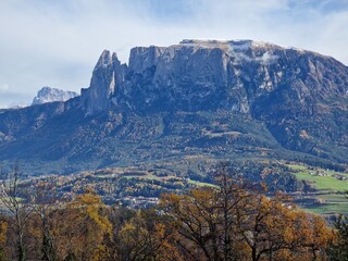 View of the beautiful mountains from Colarbo on Ritten in South Tyrol, Italy.