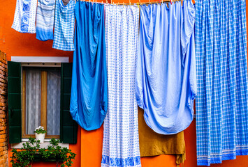 drying clothes in Burano - italy