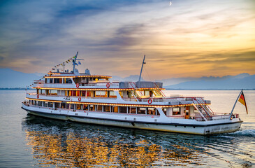 famous old town and port of Lindau at lake Bodensee