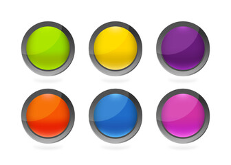 Colorful bright buttons set. Vector design.	