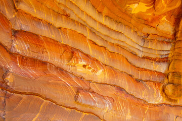 Near view of geological formations in orange color
