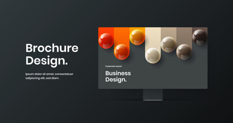 Bright desktop mockup landing page illustration. Premium web project vector design concept.