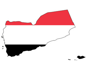 Yemen map with flag - outline of a state with a national flag