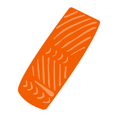 Simple flat fresh red salmon fish fillet slice