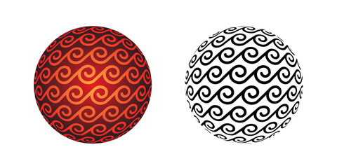 Circle Ball Sphere Sun Lantern With Floral Pattern Ornament Vector Illustration