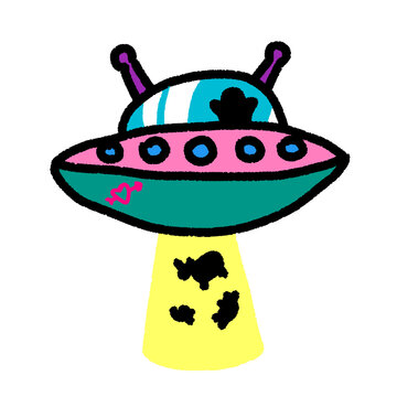 ufo alien spaceship , cute cartoon isolated , graphic design for presentation, marketing, art, illustration, t-shirt design, cartoon, comic, advertising, online media