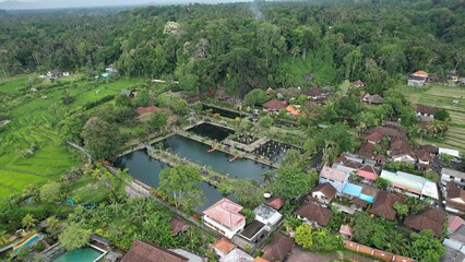 Bali, Indonesia - November 15, 2022: The Water Garden of Tirta Gangga