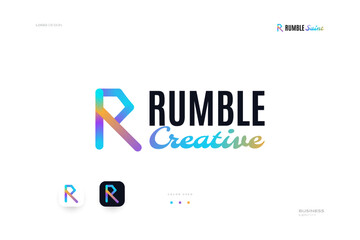 Fototapeta premium Abstract and Creative Letter R Logo Design with Colorful Blend Style