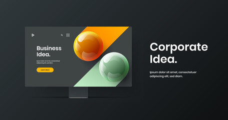 Vivid display mockup landing page concept. Original site vector design layout.