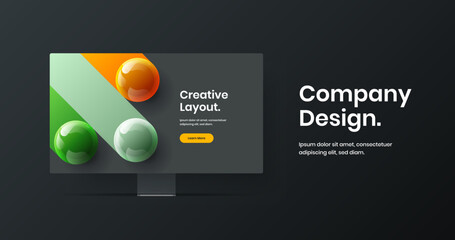 Abstract website screen vector design layout. Creative monitor mockup site illustration.