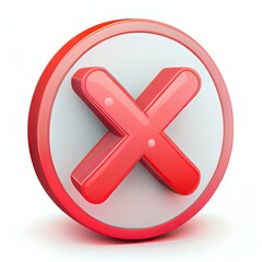 Obraz premium Cancel cross icon isolated over white background. 3D rendering.