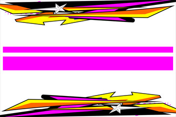 vector racing background design with unique patterns and bright color combinations as well as circle and star effects. Pink lines and white background
