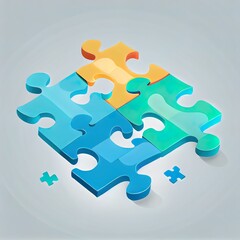 3D jigsaw puzzle pieces symbol of teamwork. Problem solving, business challenge in 3d hand of connection jigsaw puzzle, partnership success. 3d teamwork puzzle success icon 2d illustrated render