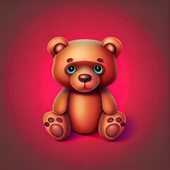 Cute Teddy bear toy. 3d 2d illustrated icon. Cartoon minimal style.
