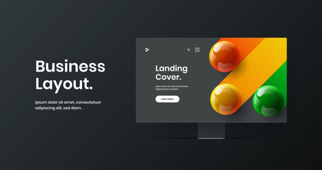 Vivid web banner vector design concept. Clean monitor mockup landing page template.