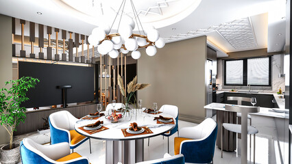 interior of a living room, interior of a room, cat and dog,