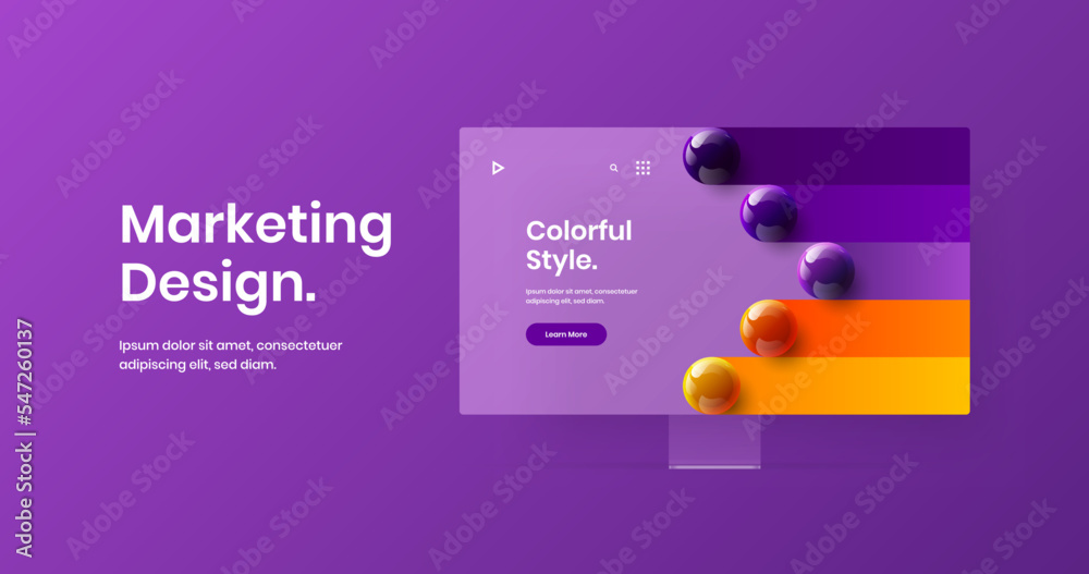 Wall mural modern monitor mockup web project layout. isolated site vector design illustration.