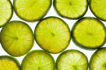 lime slices pattern on white background