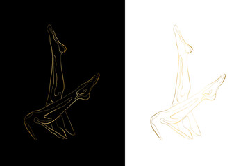 Female Legs Art, Line body art, Modern Wall Art, Printable Line Art, Feet Wall Art, Minimalist Line Drawing, Female Feet, Black and White Modern Decor, Minimalist Woman Art, Gold line	