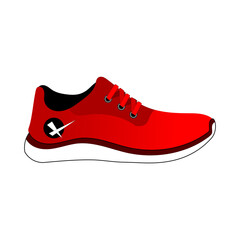 Red shoes isolated on white background. Bright Sport sneakers symbol. Vector illustration.