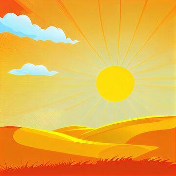 Simple orange sunshine background illustration