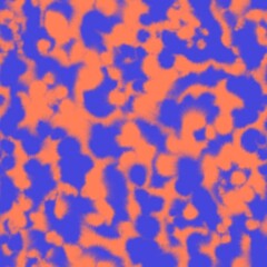 Blurred watercolor colorful abstract pattern. Coral and blue wavy stains. Flowing liquid paint ripples