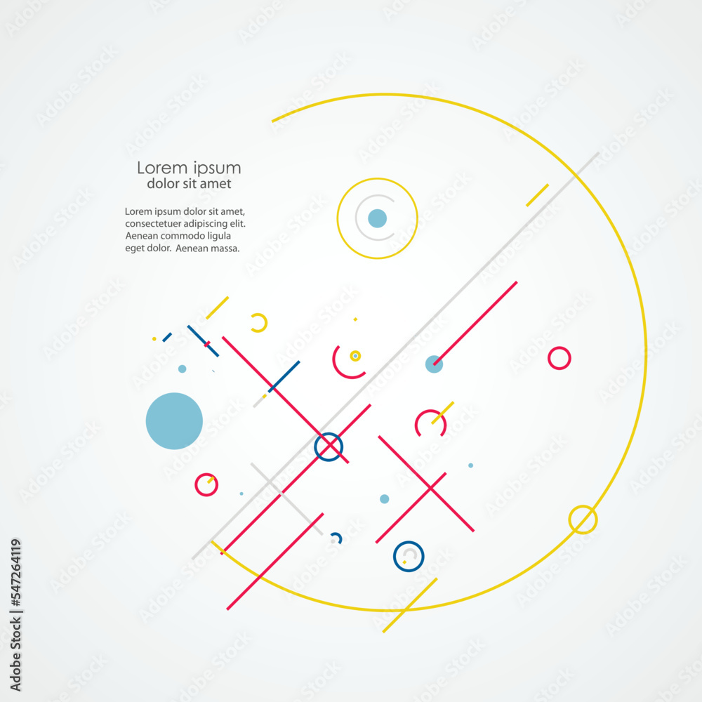 Leinwandbilder Vector future geometry connect. Abstract simple visual creative illustration. Circular elements. Creative pattern with abstract geometric objects. Modern design with dots and lines and dotted circles