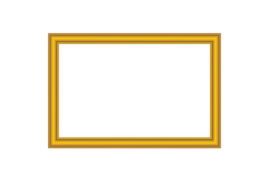 Empty Gold Picture Photo Frame Isolated on White Vector Illustration