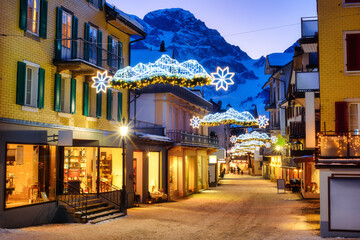 Christmas decorations in Engelberg town, Switzerland