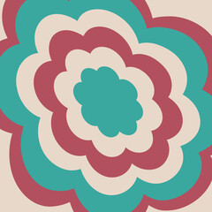 Groovy vector flat flower pattern. Hippie Aesthetic and hypnotic design.