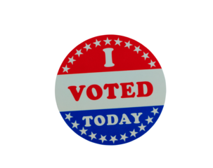 Single vote sticker on transparent background for United States election to illustrate voter rights 