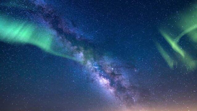 Aurora Green and Milky Way Loop 14mm