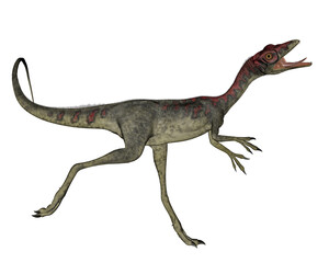 Compsognathus dinosaur running - 3D render