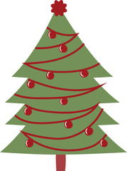 Christmas tree with decorative ornaments on a white background