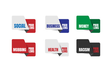 Social Problems, Business, money, mobbing, health, racism problems vector design