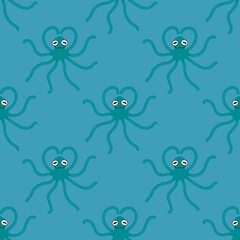 Cartoon animals seamless octopus kawaii love pattern for wrapping paper and kids clothes print and fabrics