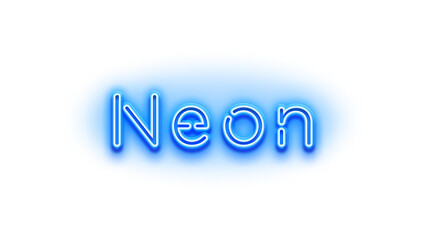 Blue neon sign on transparent background