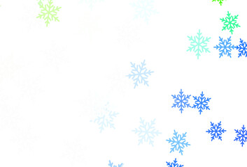 Light Green vector layout with bright snowflakes, stars.