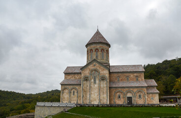 Fototapeta na wymiar Church of St. Nino in monastic complex of Bodbe nunnery near Sighnaghi, Kakheti region, Georgia.