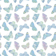 watercolor butterflies, seamless pattern for design. Abstract ornament from colorful butterflies.