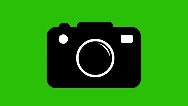 icon animation of a camera turned off or inactive, on a green chrome key background