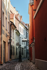 Fototapeta na wymiar Famous alley in the old town of Riga, Latvia