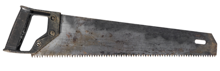 old handsaw, vintage tool. isolated on a transparent background