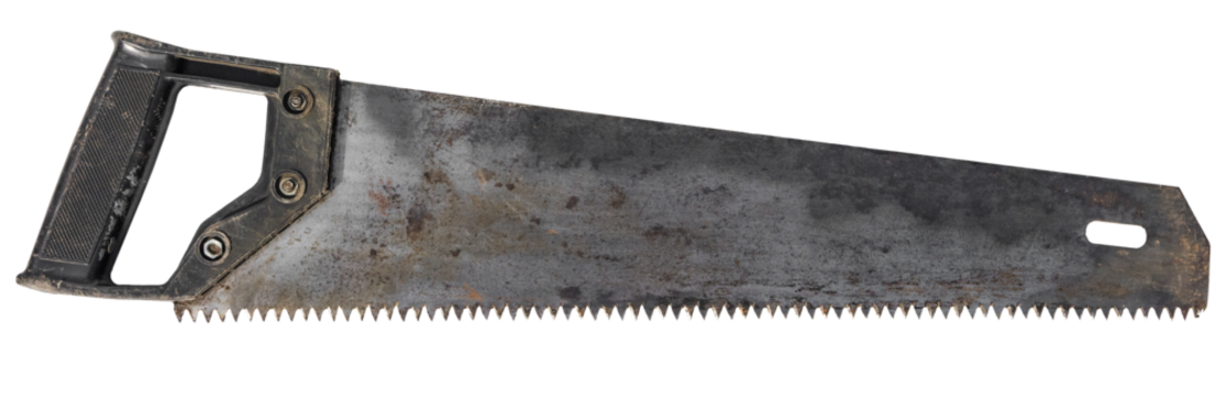 old handsaw, vintage tool. isolated on a transparent background