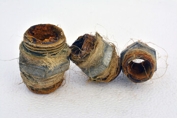 Old rusty and rusty metal pipes