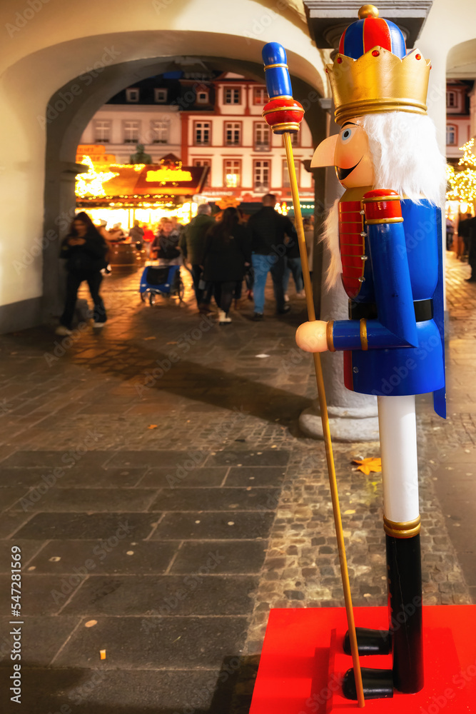 Wall mural Soldier christmas figure on the Sternenmarkt (engl. Star market) in Koblenz, Germany. The Star market is a historic Christmas market in the old town of Koblenz