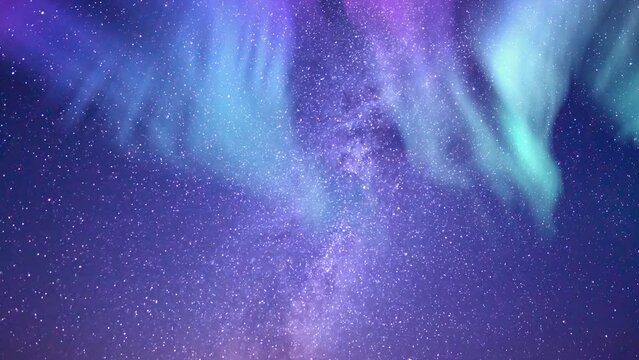 Aurora Purple Green and Milky Way Loop South Sky