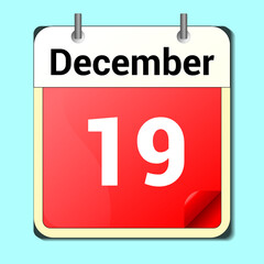 December 19 calendar block bokeh lights background, concept