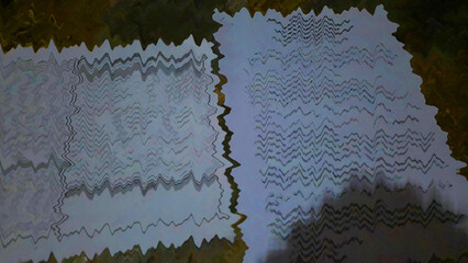 Abstract background with wave filter, inside it appears an object like white paper.