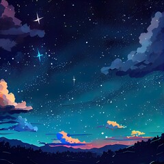 Cartoon style night sky